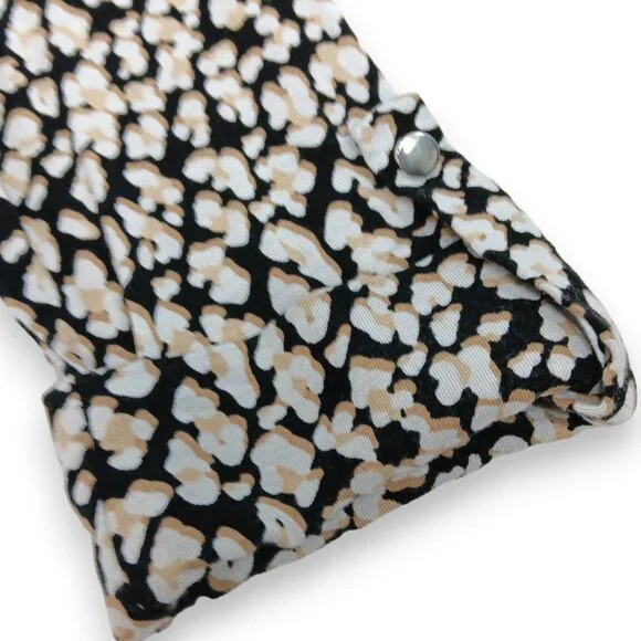 AVA & GRACE-Women's Pleated 3/4 Sleeve-SMALL-Floral-Black with White-Tan Flowers - Picture 9 of 12